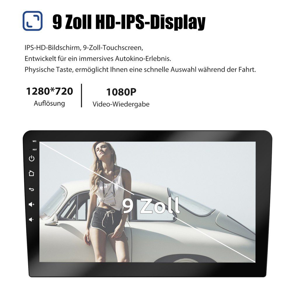 ESSGOO 9/10 Zoll Doppel 2 DIN Android 14 Wireless Carplay Android Auto Autoradio (DAB+ (optional), FM, RDS, 4+64GB(optional), FM RDS Bluetooth EQ USB GPS Navi W – Bild 4 von 5