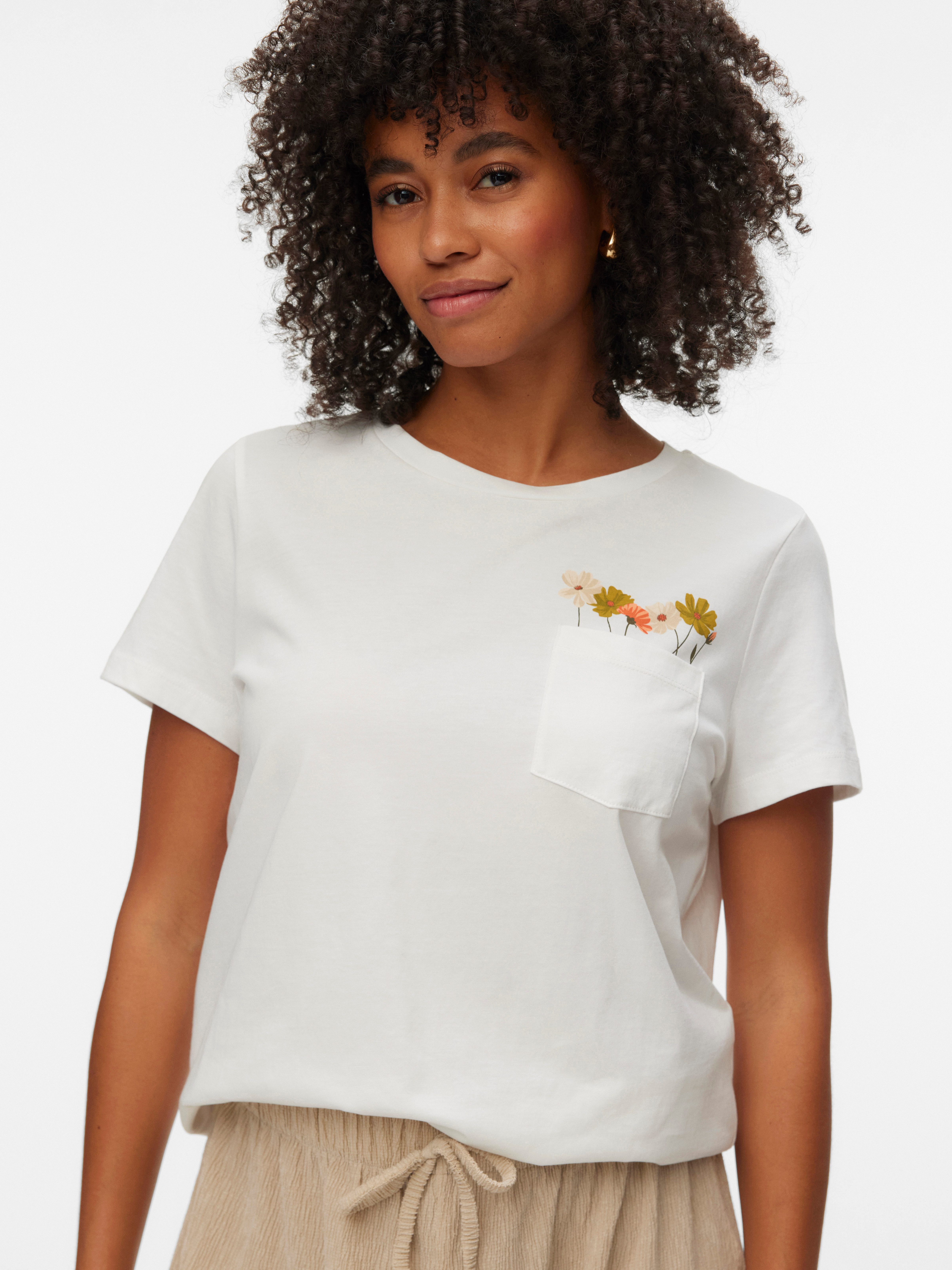 Vero Moda Kurzarmshirt VMKARMA S/S O-NECK T-SHIRT JRS BTQ Baumwolle, regular fit