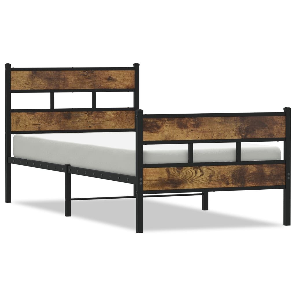 vidaXL Bett Metallbett ohne Matratze Räuchereiche günstig online kaufen