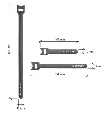 SEBSON Kabelbinder Kabelbinder wiederverschließbar 50er Set - 25cm/ 15cm/ 10cm Länge
