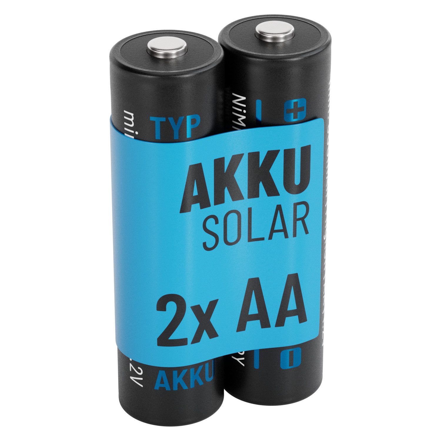 ABSINA 2x Solar Akku AA wiederaufladbar 800mAh 1.2V NiMH - Mignon AA Solar Akku