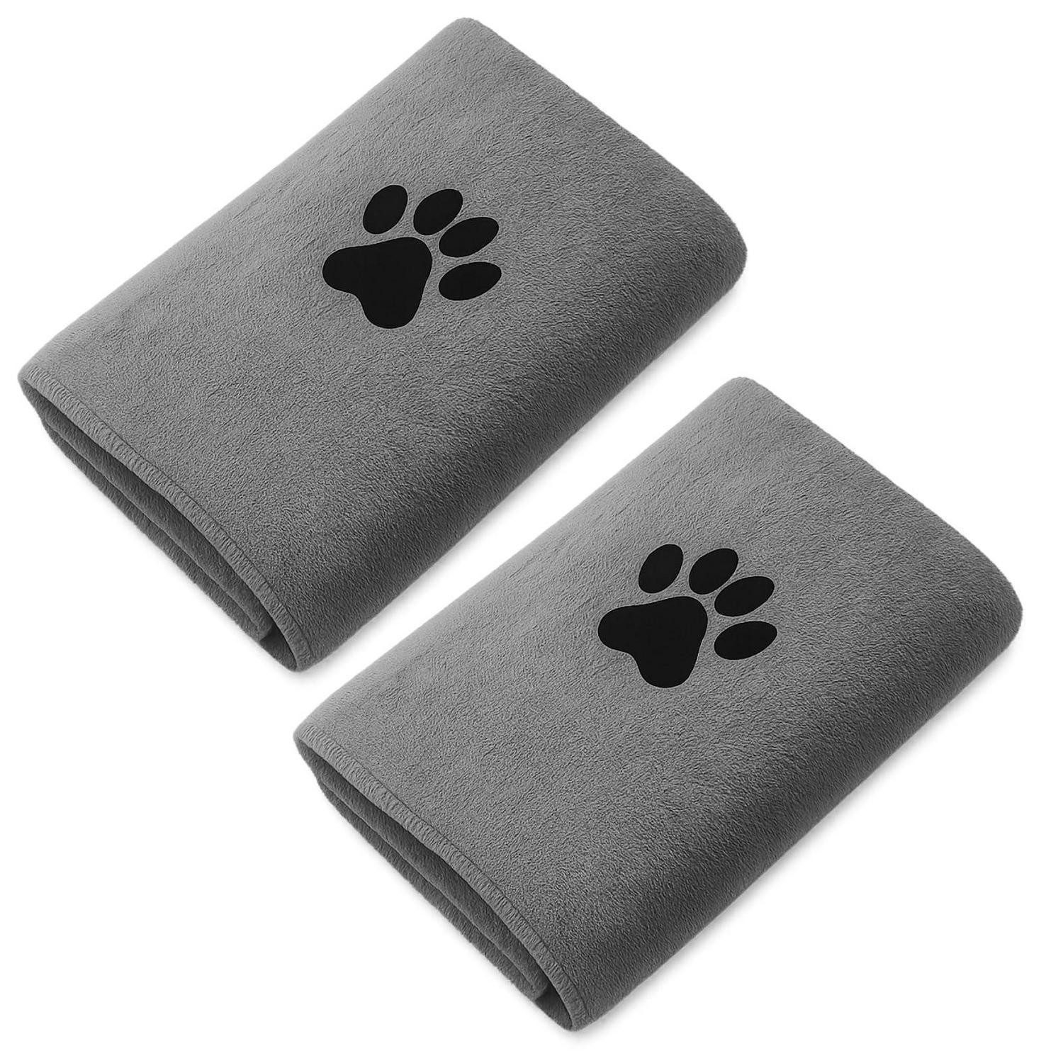 LuxusKollektion Hundehandtuch Hundehandtuch Mikrofaser Grau 2Stk 75x35cm, (2-St)
