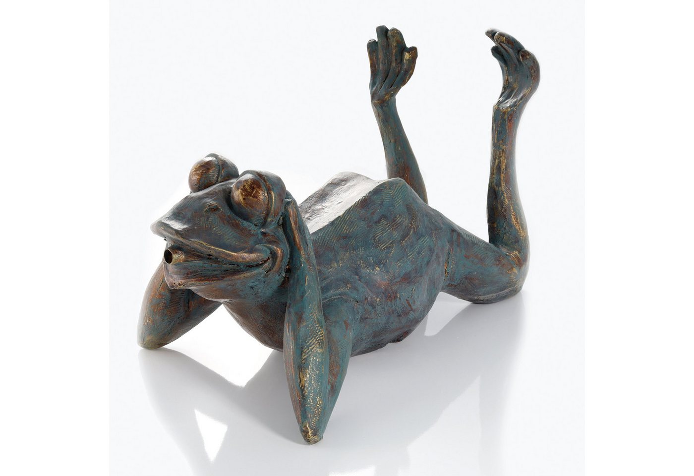 esotec Wasserspeier Figur liegender Frosch Lazy Frog mit Schlauch 1,4m 34x21x23,5cm 100731 (Komplettset)
