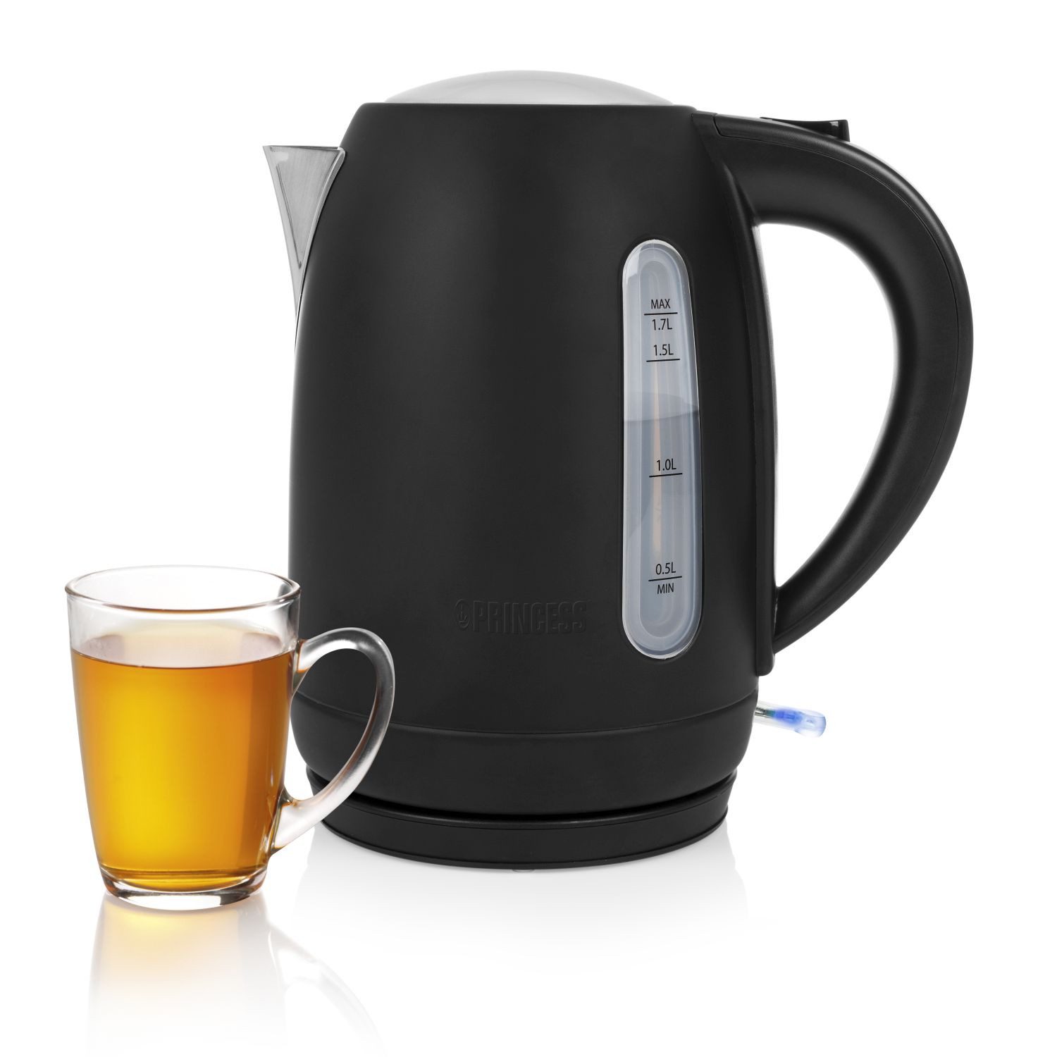 PRINCESS Wasserkocher Princess 236032 Wasserkocher – 1,7 l Fassungsvermögen – Black Steel-Ko, 1,7 l, 2200 W, 1,7 L - 2200 W - Schwarz