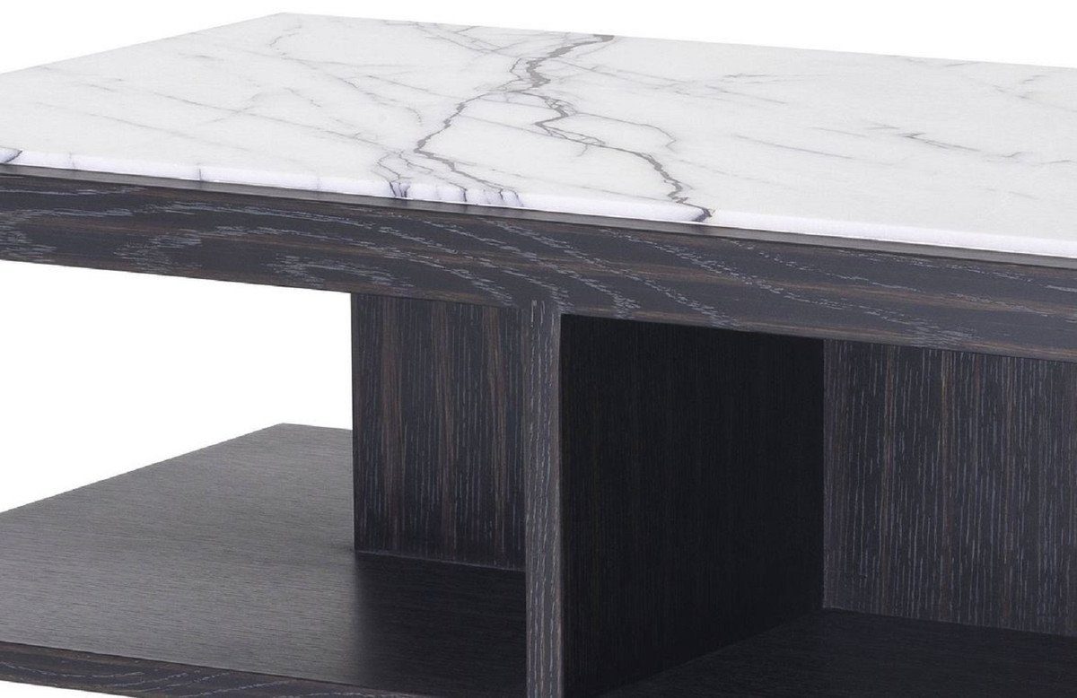 Casa Padrino Beistelltisch Luxus / - mit x Anthrazitgrau Luxus 48 Beistelltisch - Möbel 50 Möbel cm Lila H. - Massivholz Marmorplatte Weiß x 92 Tisch 