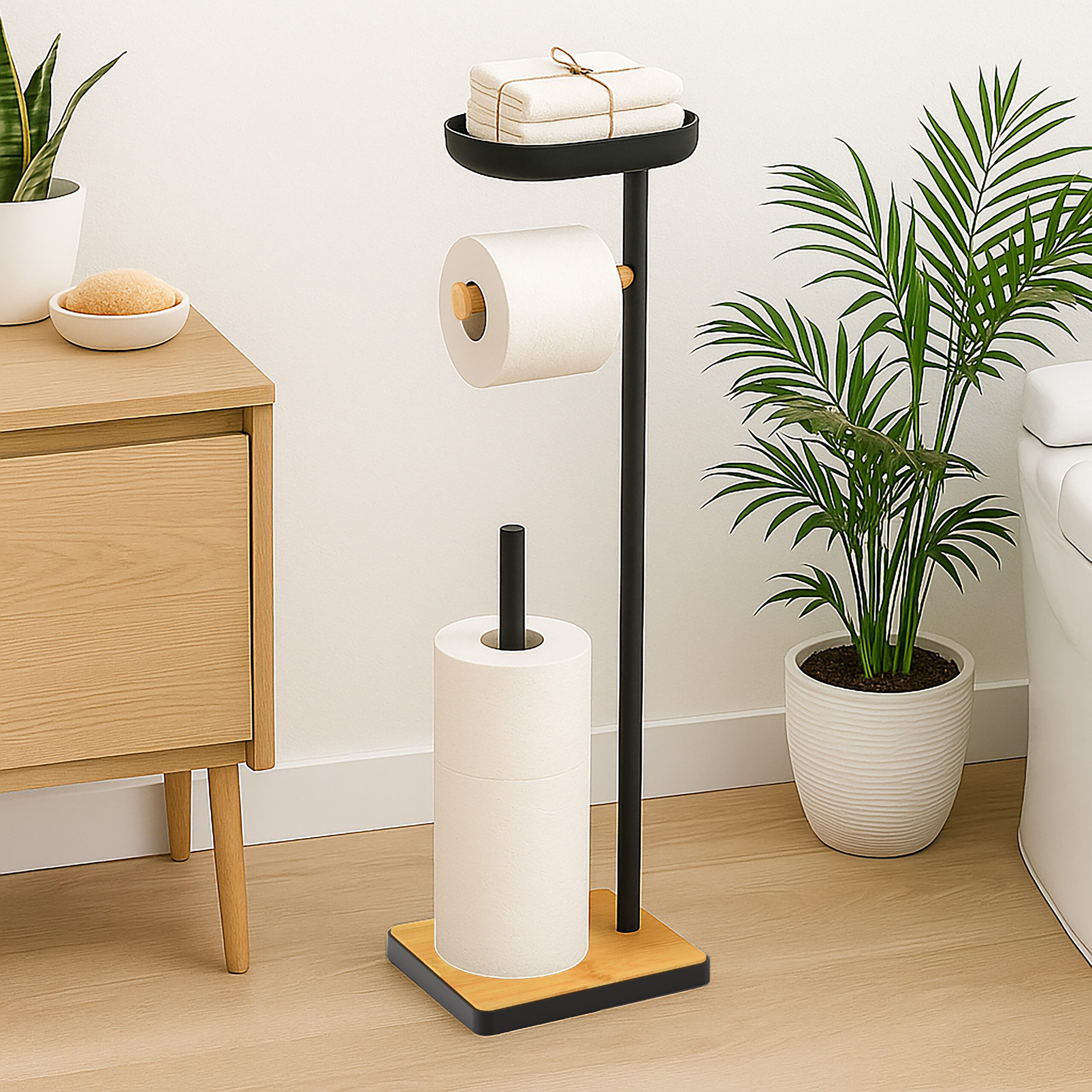 relaxdays Toiletten-Ersatzrollenhalter Toilettenpapierhalter mit Fach, schw günstig online kaufen