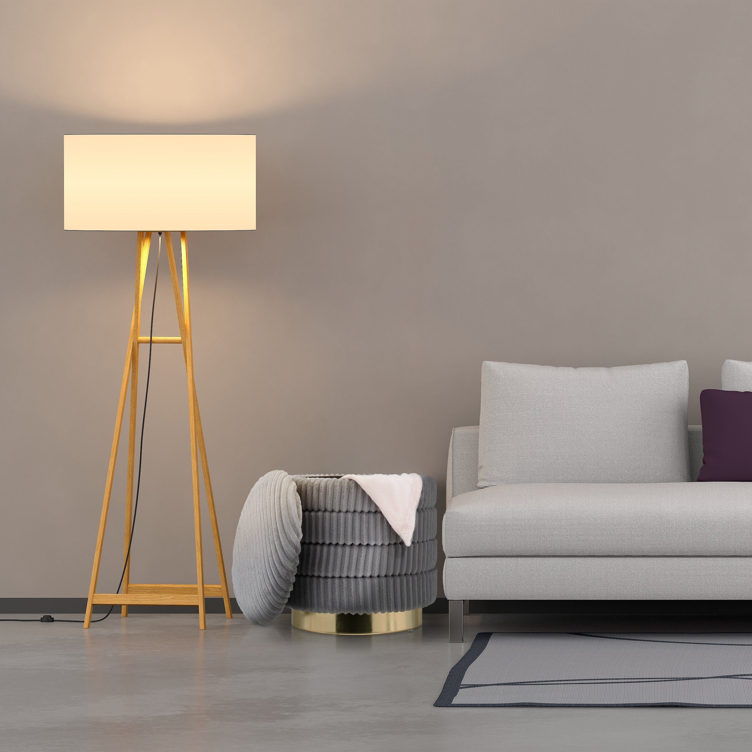 relaxdays Polsterhocker Grauer Samthocker mit Stauraum günstig online kaufen
