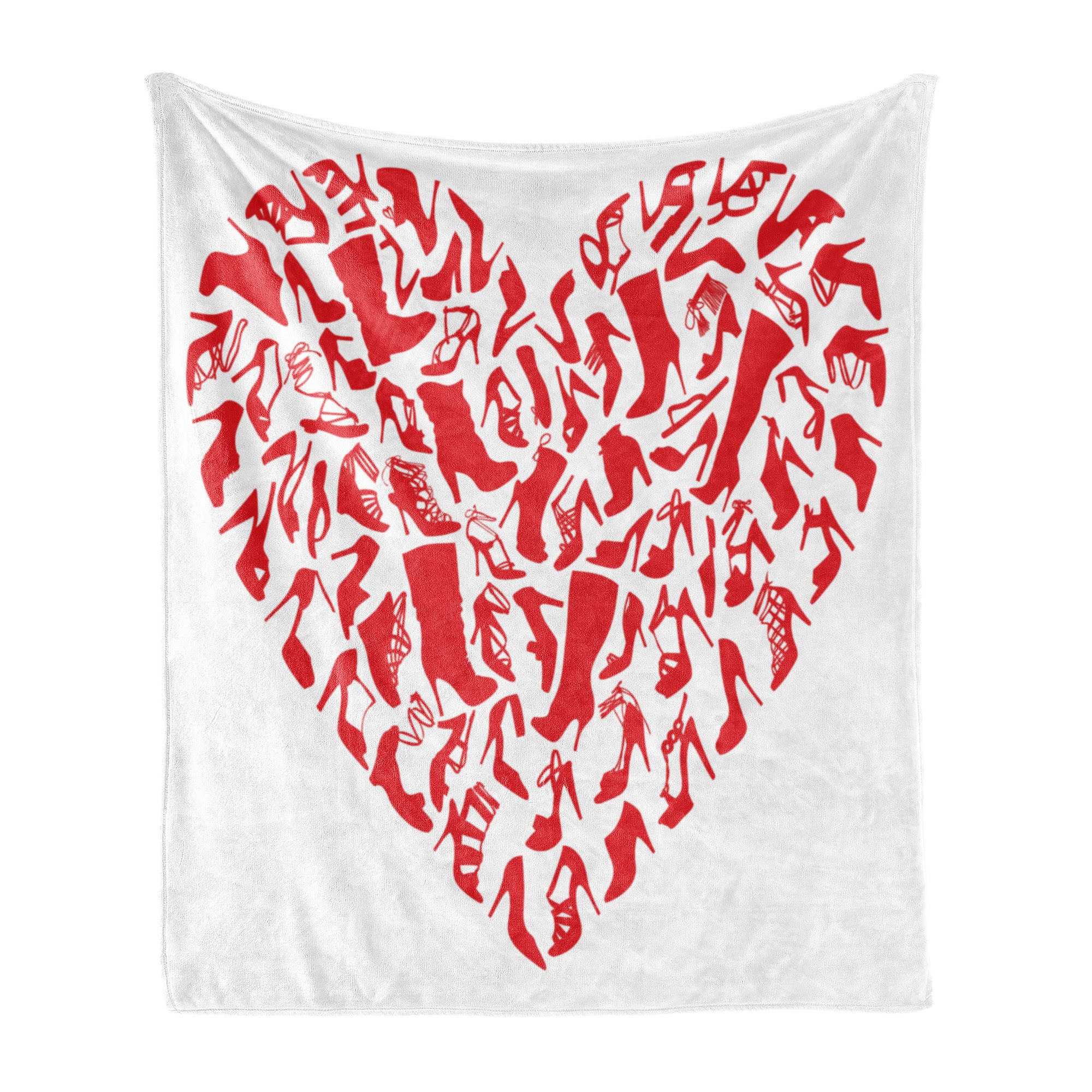 Wohndecke Gemütlicher Plüsch für den Innen- und Außenbereich, Abakuhaus, High Heels Herz Shoe Silhouettes