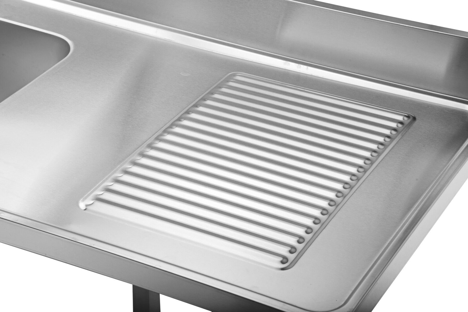 GastroHero Arbeitstisch Spülbecken Edelstahl Gastro 160 cm 2 Becken links Ablage