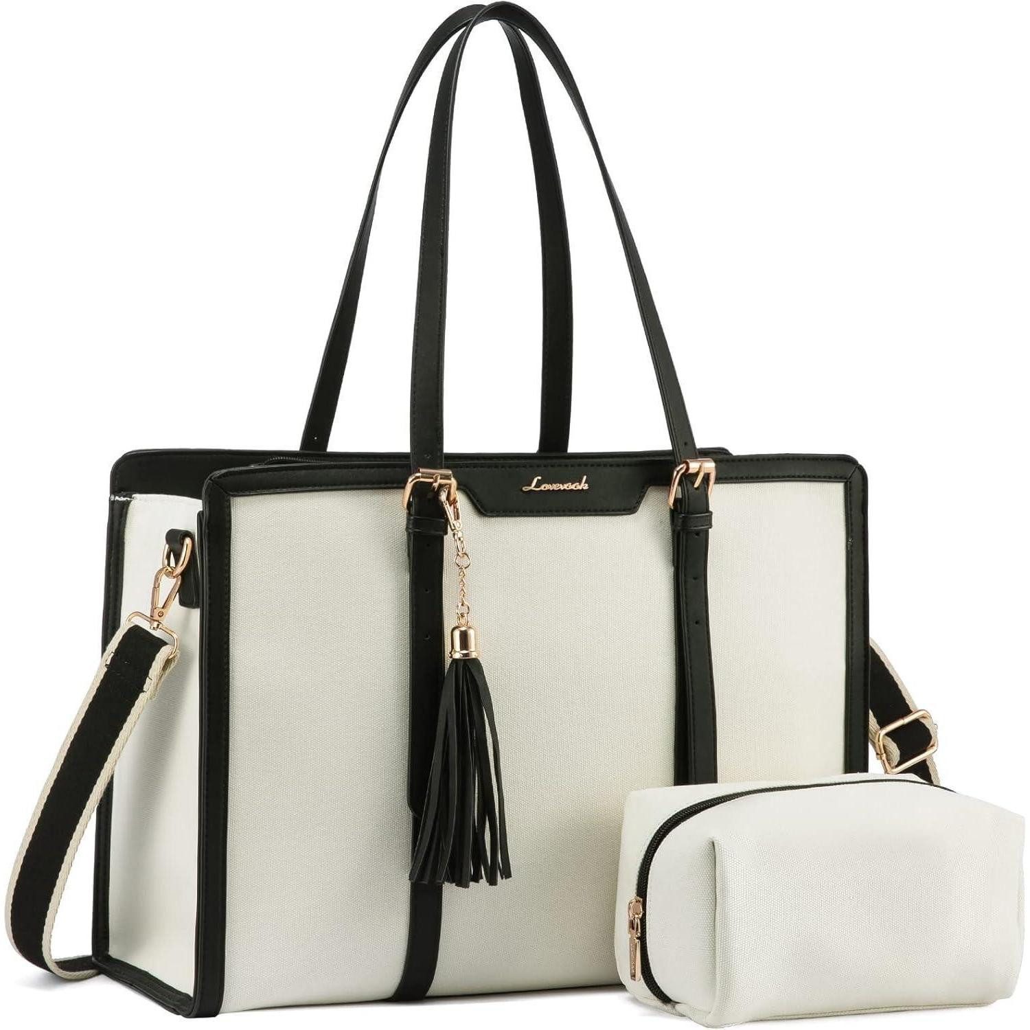 Laptoptasche Laptop Handtasche Damen 15,6 Zoll Canvas Shopper Tote Schultertasche