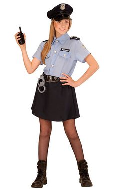 Karneval-Klamotten Polizei-Kostüm Set Polizistin Cop Uniform Mädchen, Kinderkostüm Komplett Polizei mit Mütze, Handschellen Faschingskostüm