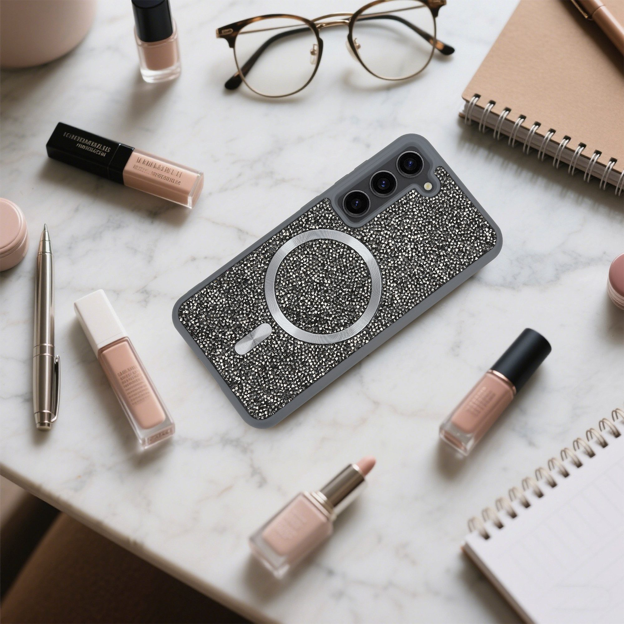 Cadorabo Handyhülle Samsung Galaxy S23, Hülle Schutzhülle Case Cover kompatibel mit Magsafe Diamant Glitzer – Bild 5 von 5