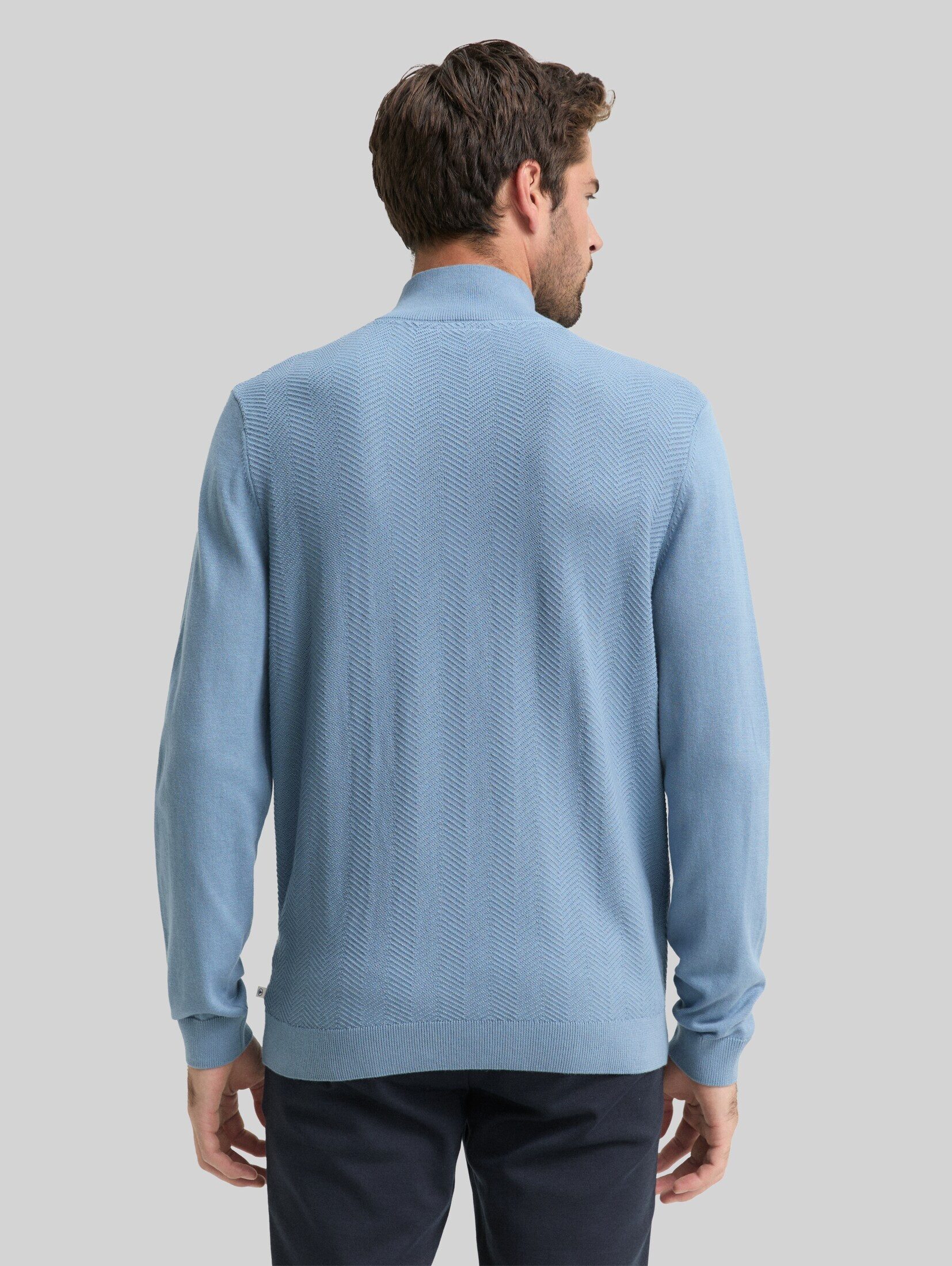 TOM TAILOR Strickpullover Pullover & Strickjacken Troyer Strickpullover mit Fischgrät-Struktur