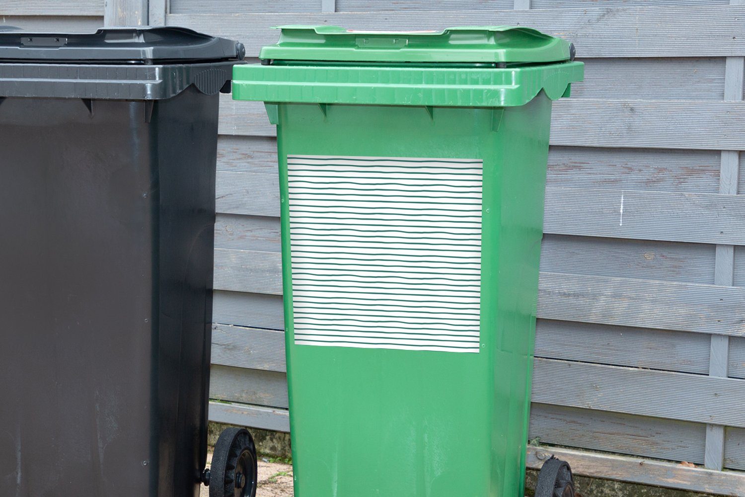St), Weiß Mülltonne, - - Wandsticker Grün Mülleimer-aufkleber, Container, Sticker, Gemustert (1 MuchoWow Abfalbehälter
