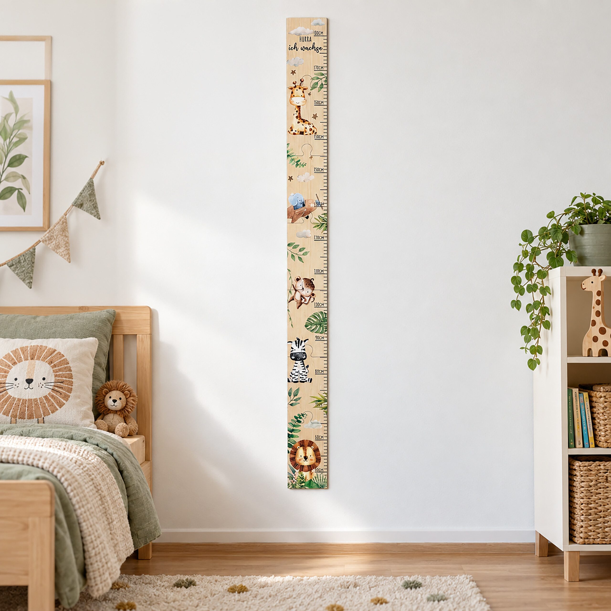 relaxdays Messlatte Kinder Holz 50-180 cm (7-tlg), Dschungel – Bild 2 von 5
