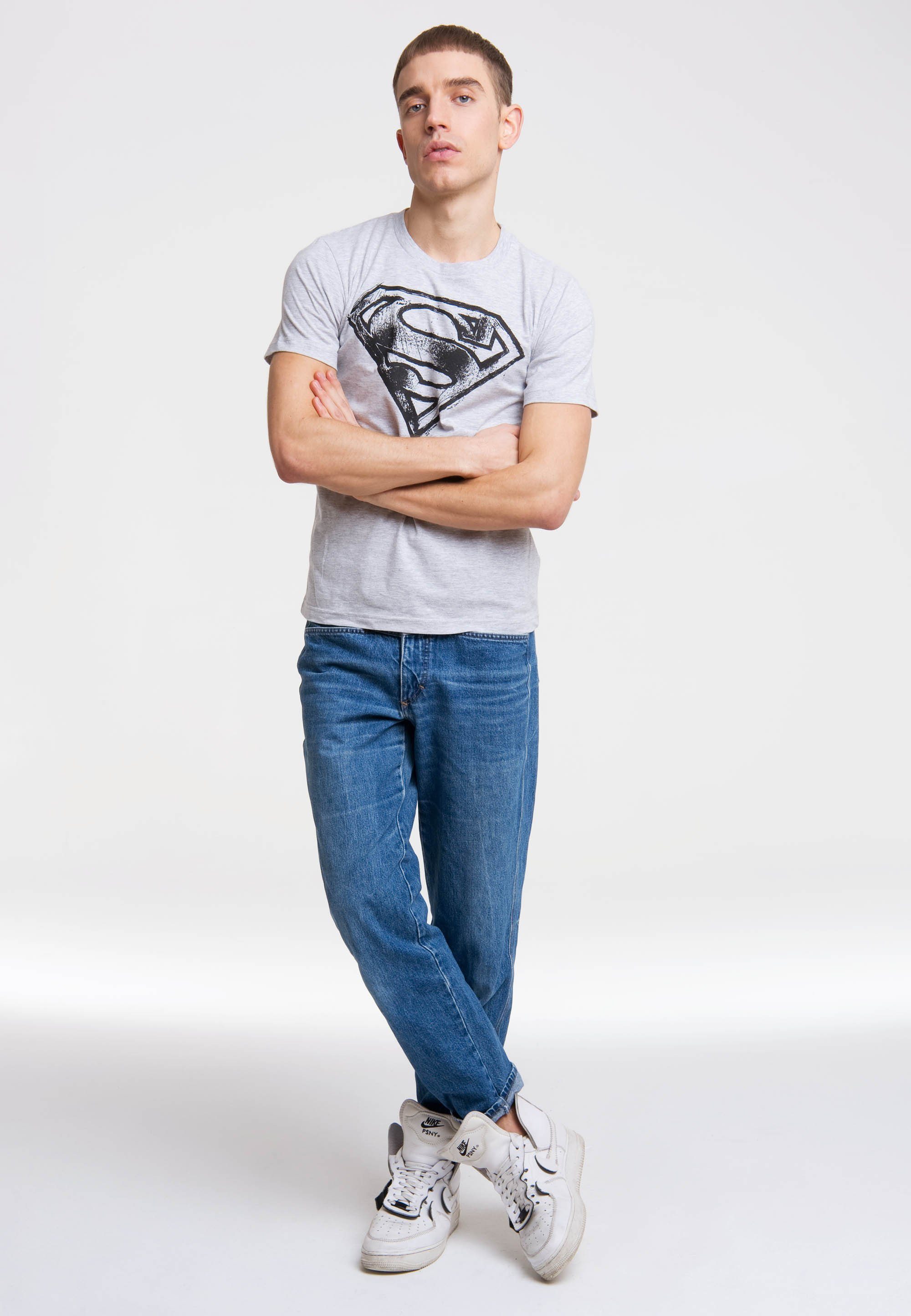 SCRIBBLE LOGO coolem SUPERMAN T-Shirt LOGOSHIRT - mit Frontprint