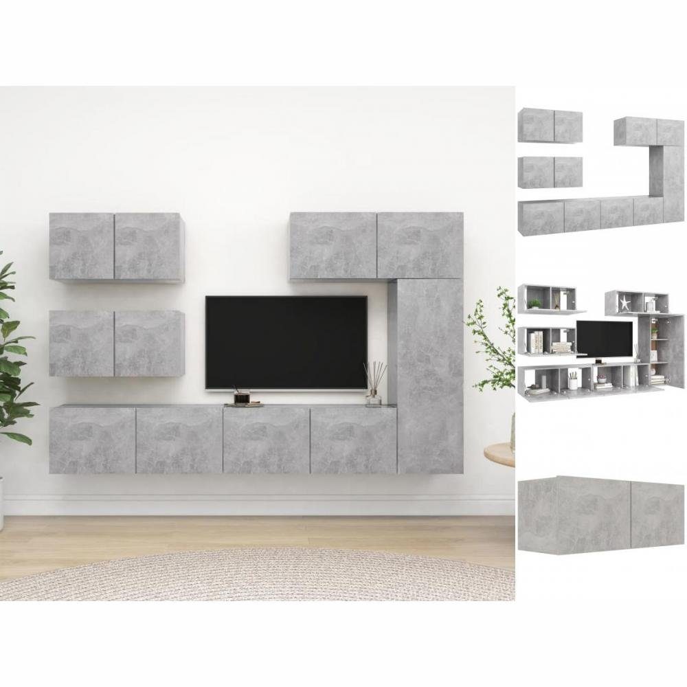 vidaXL Kleiderschrank 6-tlg TV-Schrank-Set Betongrau Spanplatte