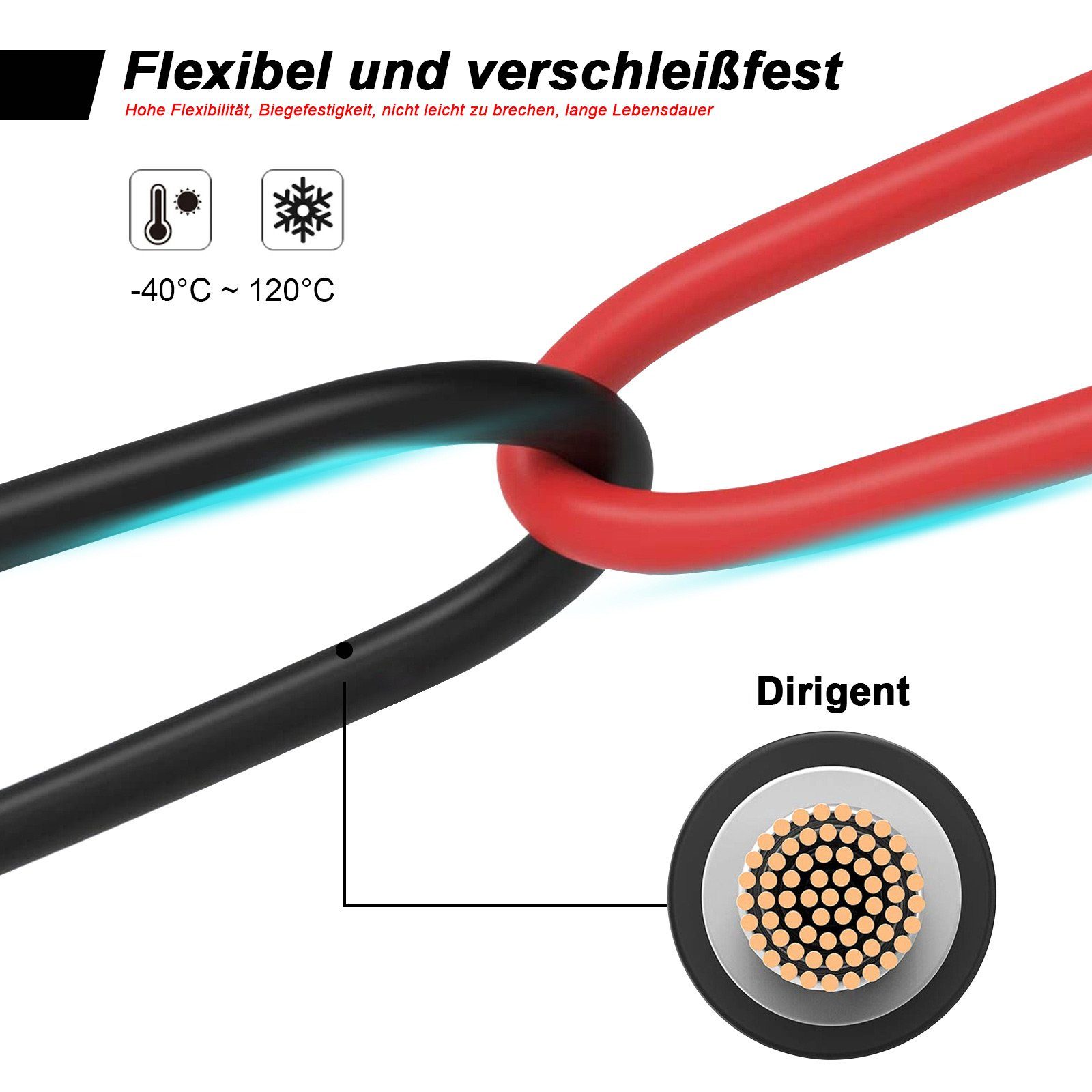 Rhein Beleuchtung PV-Panel Verlängerungskabel 6 mm² (2 Paar) Solarkabel, MC4-Stecker, Für Solarmodule, Wohnmobil & Balkonkraftwerk (500 cm), UV-beständig & wass – Bild 5 von 5