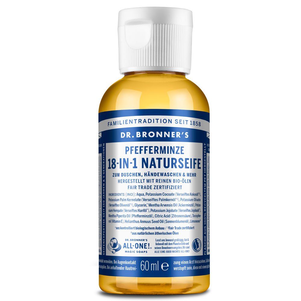 Dr. Bronners Handseife -IN- Naturseife Pfefferminz, 60 ml