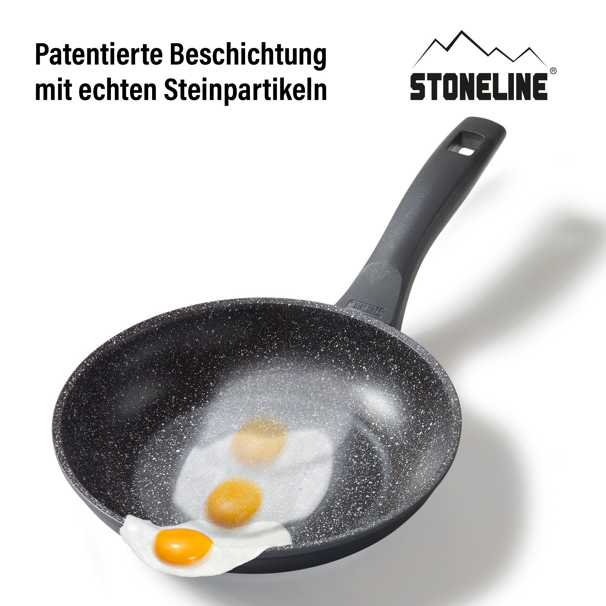 echten Made mit in STONELINE (1-tlg), Germany induktionsgeeignet, Bratpfanne, Aluminium Steinpartikeln, Schwarz