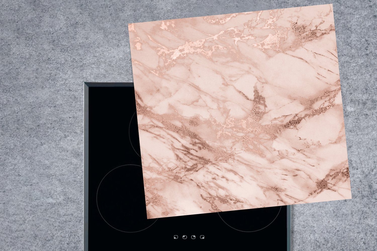 MuchoWow Herdblende-/Abdeckplatte Marmor - Muster Ceranfeldabdeckung, für küche Arbeitsplatte - tlg), Rosa, Vinyl, 78x78 cm, (1