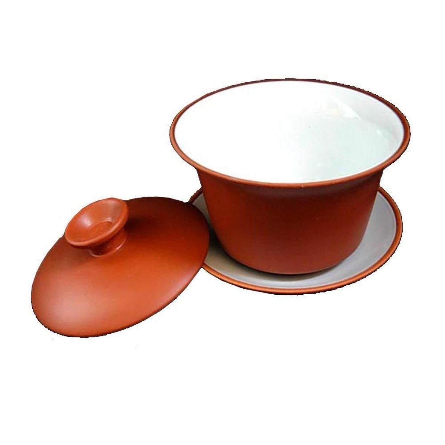 LuxusKollektion Teeschale Teetasse Kungfu rot-weiss 130ml, Keramik