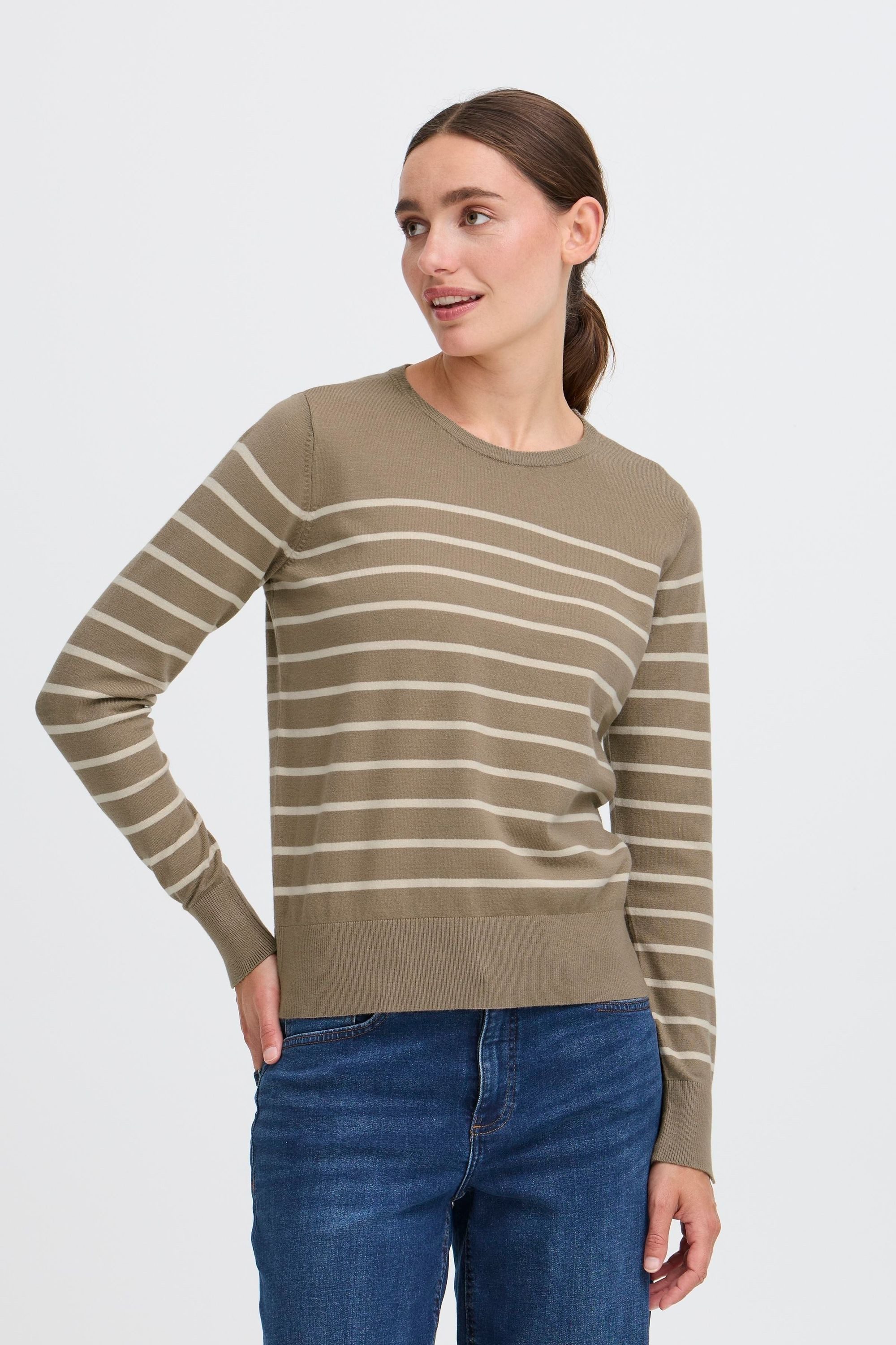 OXMO Strickpullover OXKeana Modischer Feinstrickpullover mit Streifen