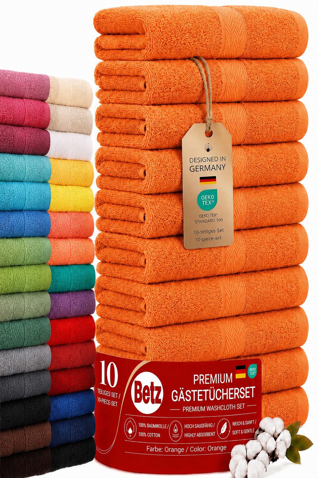 Betz Gästehandtücher 10 tlg. Gästehandtücher-Set PREMIUM 100 % Baumwolle 30x50cm, 100% Baumwolle (10-St)