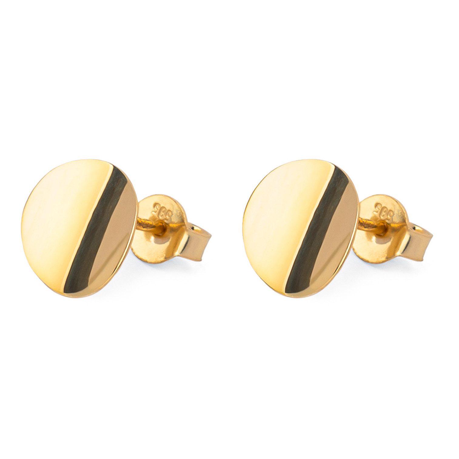 Bella Carina Paar Ohrstecker Ohrstecker aus 585 Gold 14 Karat rund 9,5 mm, glänzend, 585 Gold