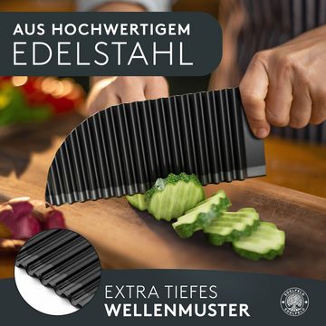 EDELFELD Gemüsemesser Wellenschneider für Pommes, Obst & Gemüse, Spülmaschinenfestes Wellenmesser mit Titanklinge