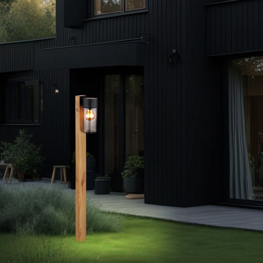 etc-shop Pollerleuchte, Leuchtmittel inklusive, Moderne Außenleuchte nicht Gartenleuchte, Stehlampe Holzoptik Wegelampe