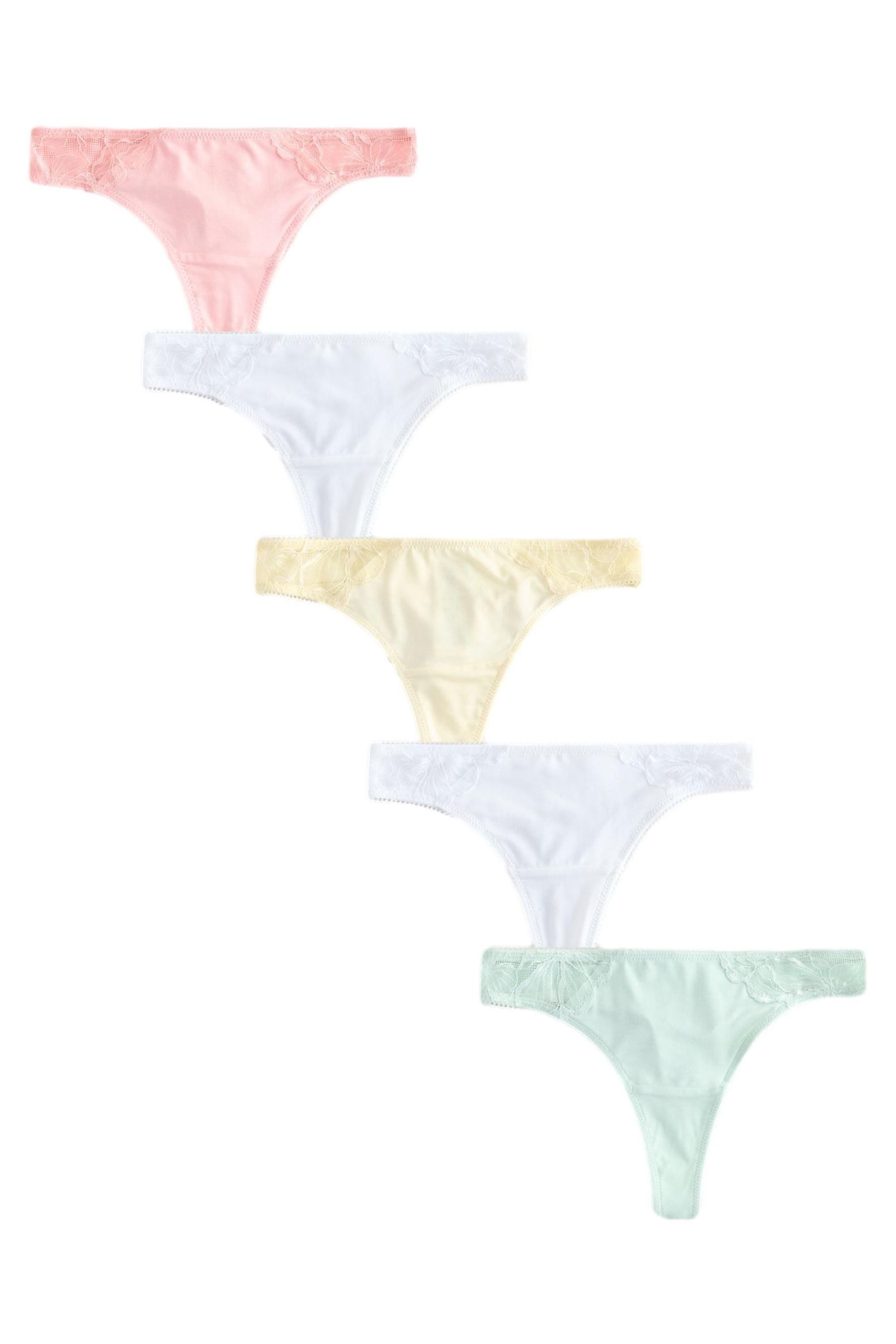 String Slips aus Modal und Spitze im 5er-Pack, Tanga