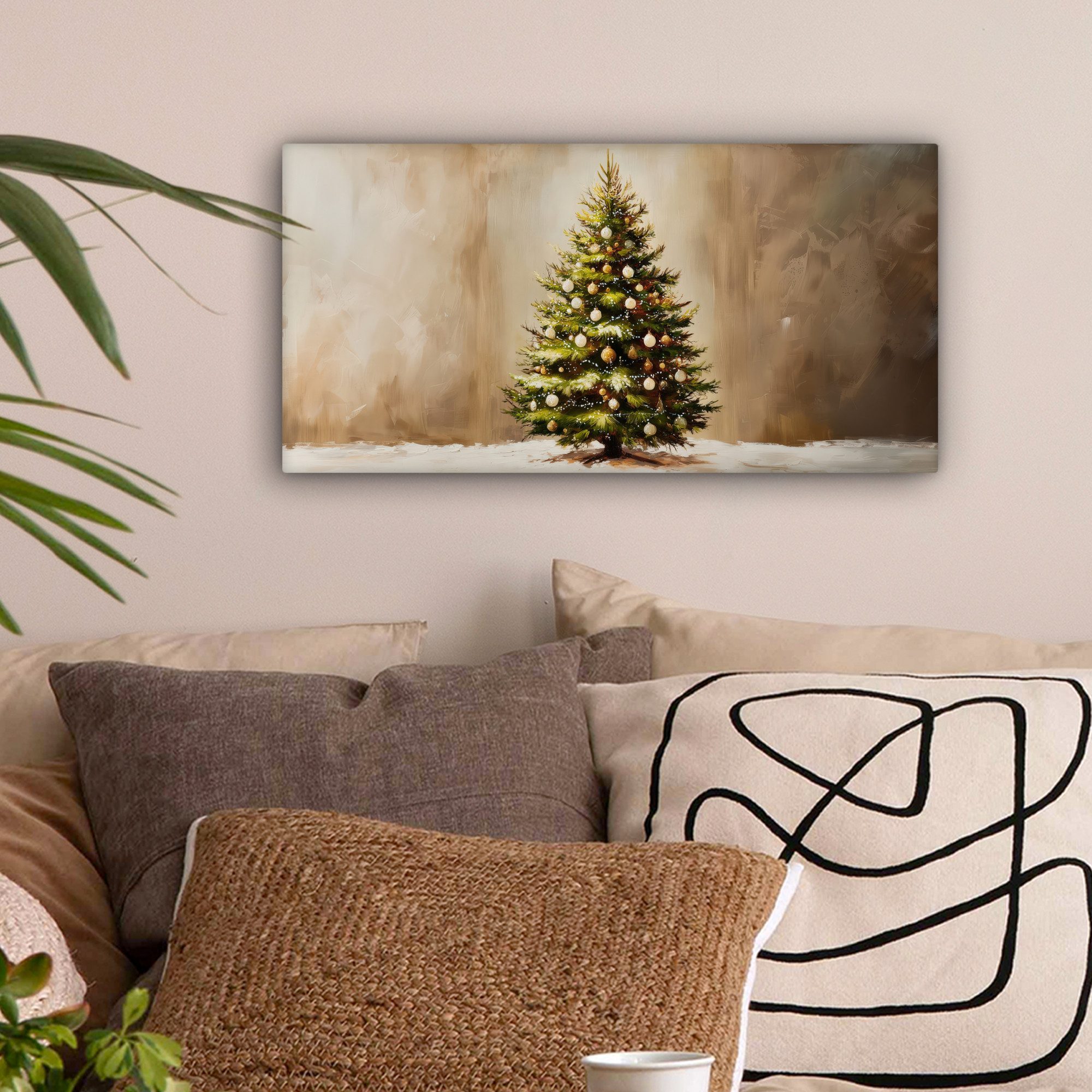 OneMillionCanvasses® Leinwandbild Panorama Weihnachten - Atmosphäre - Grün, Fotodruck (1 St), Wandbild, Deko Schlafzimmer Wohnzimmer Flur 40x20 cm