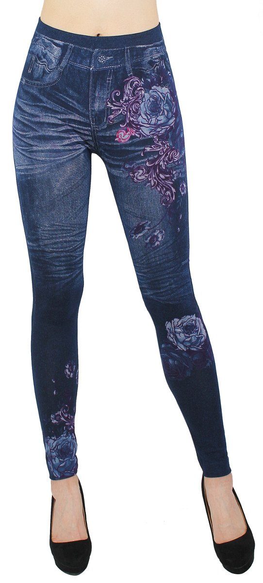 dy_mode Jeggings Damen Jeggings High Waist Leggings in Jeans Optik BequemJeansleggings mit elastischem Bund