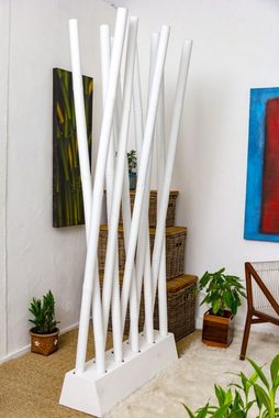 LebensWohnArt Paravent Bambus Raumteiler PARAVENTO Weiß ca. 97x200cm (BxH)