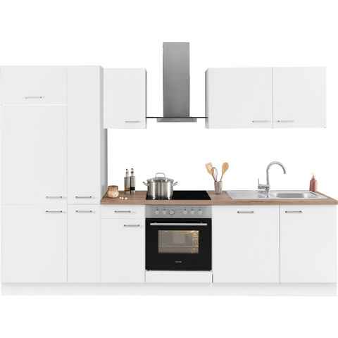 OPTIFIT Küchenzeile Iver Breite 300 cm, mit Hanseatic E-Geräten, inkl. Kühlschrank