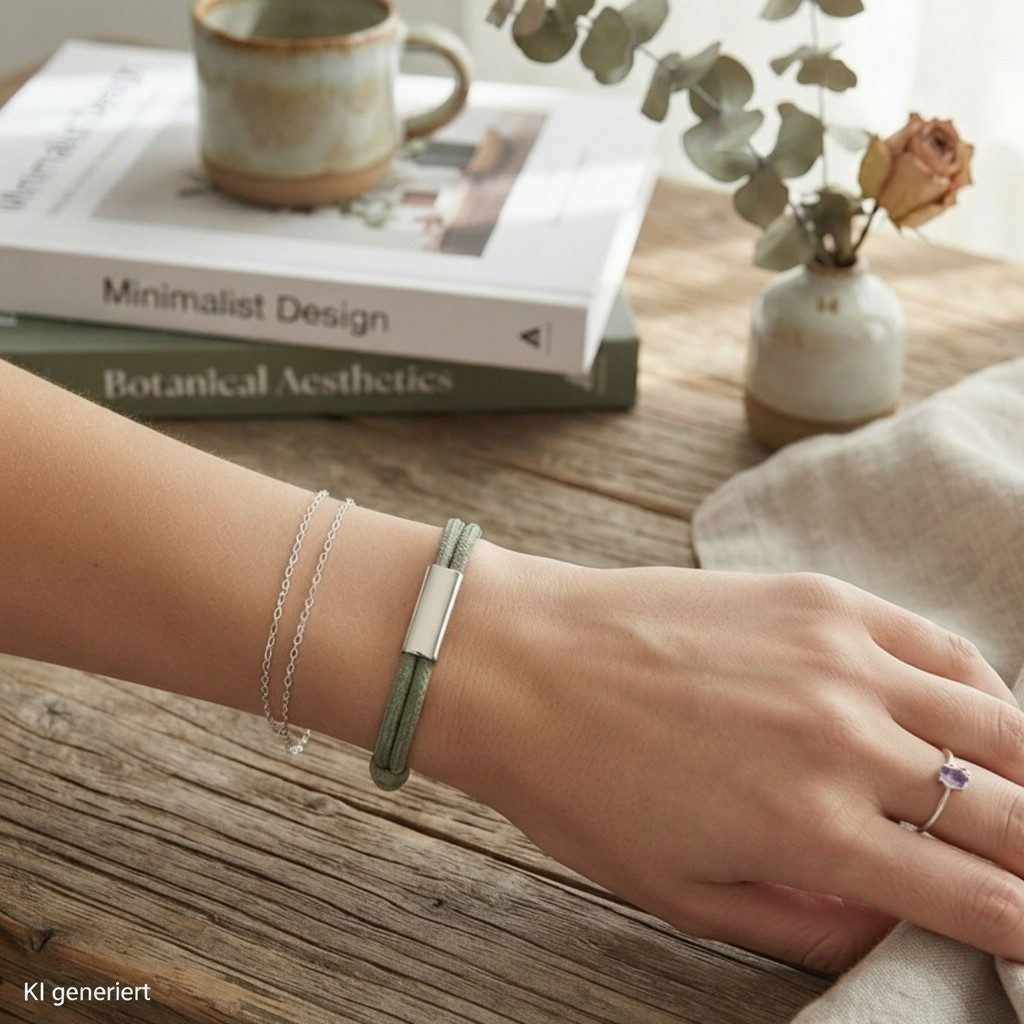 KARMA Armband Damen vers. Farben Textil Edelstahl verstellbar Armschmuck (1-tlg., Geschenk für Sie Textilarmband), Damenarmband modern Rosa Gold Schwarz Grün Silber