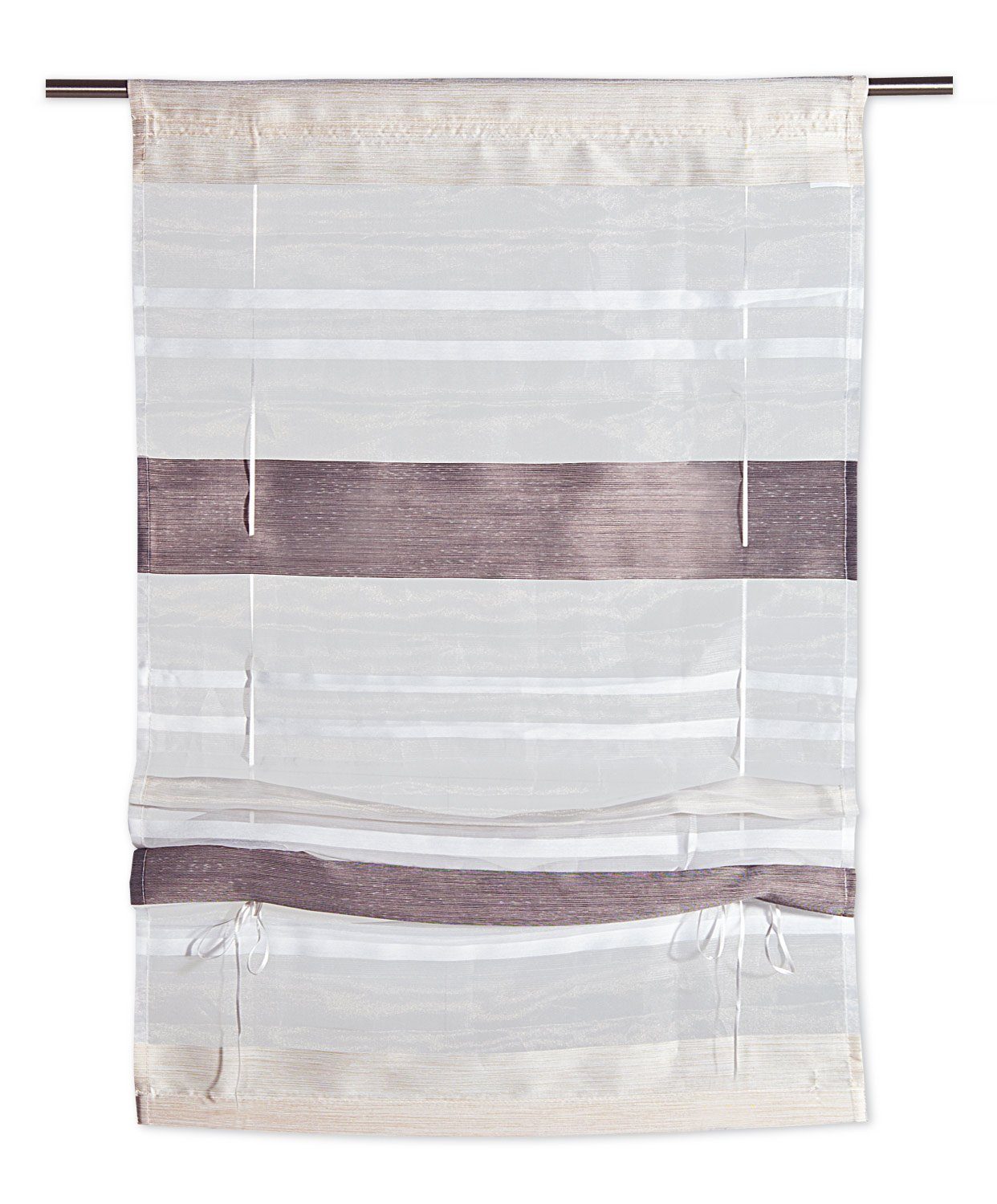 Raffrollo KIRA, B 100 x H 130 cm, Schlammfarben, mit Schlaufe, mit Querstreifen