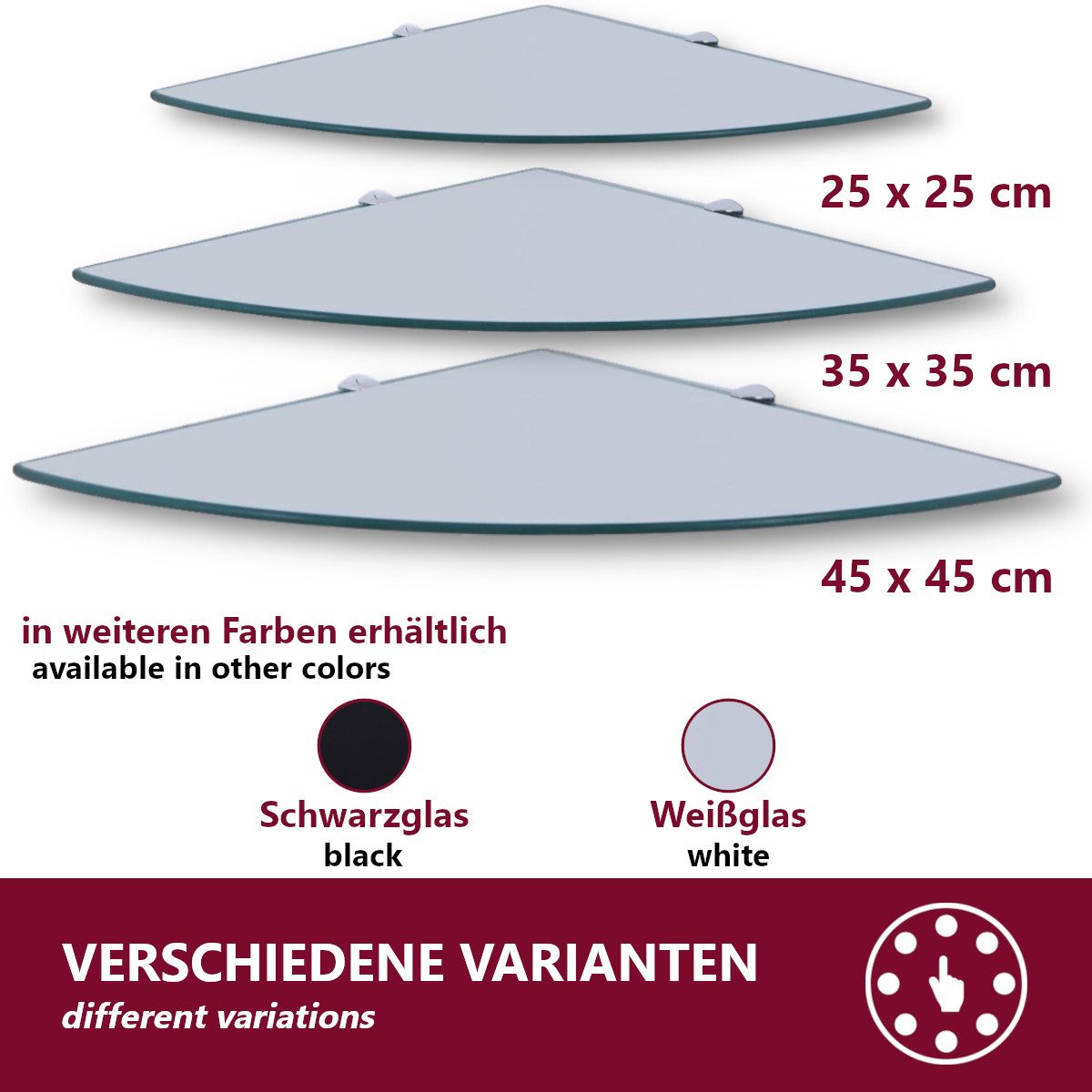HOOZ Wandregal Eckregal aus Sicherheitsglas mit Halterung - Klarglas 45 x 4 günstig online kaufen