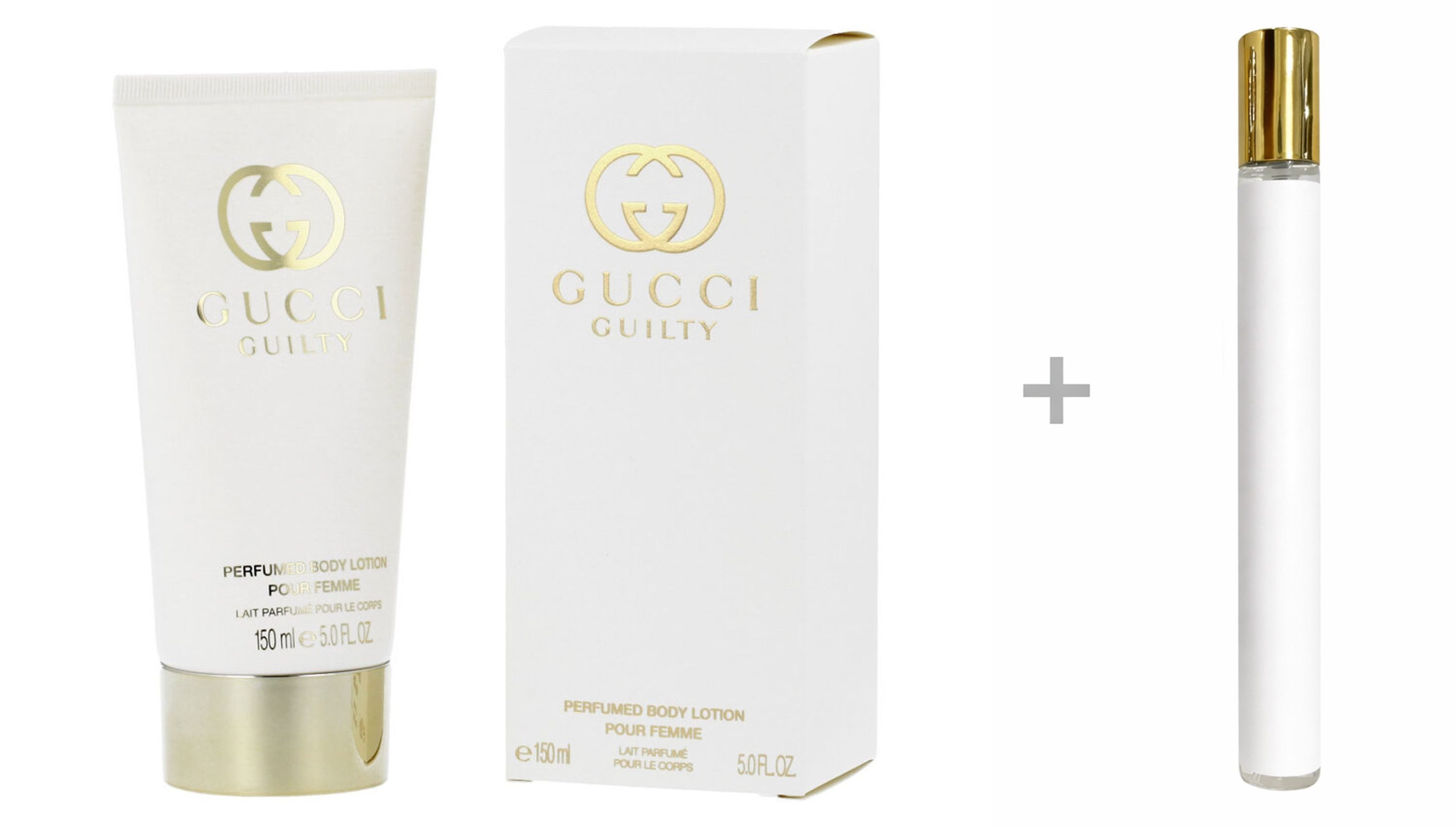 GUCCI Pflege-Set Guilty Pour Femme Damen Bodylotion, Blumig-orientalischer Duft mit Flieder und Amber - mit Reiseduft