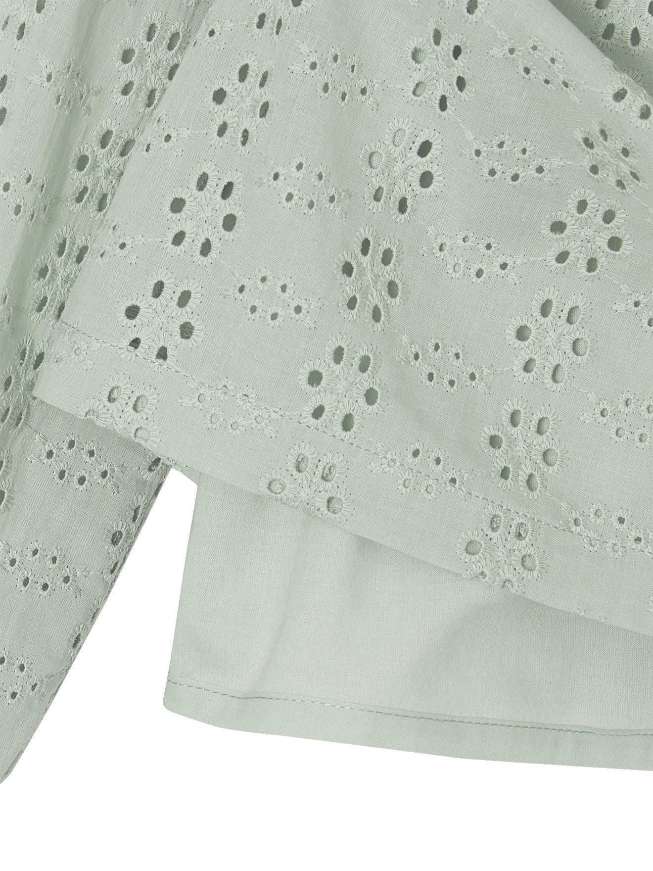 vertbaudet Langarmhemd Mädchen Volant-Bluse Lochstickerei