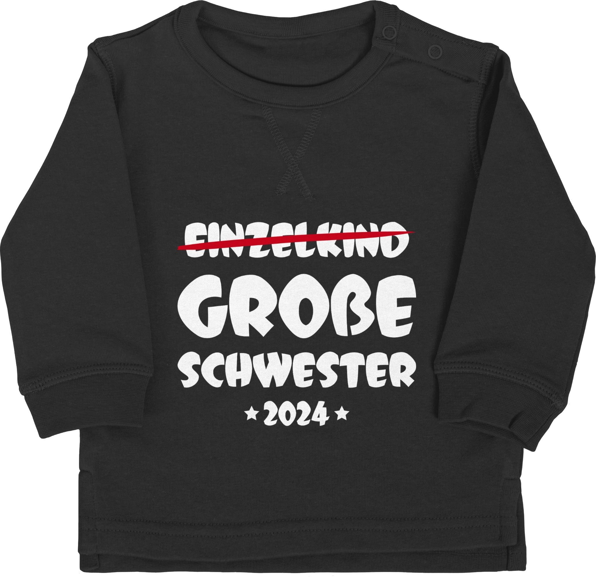 Geschwister Bruder Große 2 und Schwester Schwester 2024 Schwarz Shirtracer Einzelkind Sweatshirt