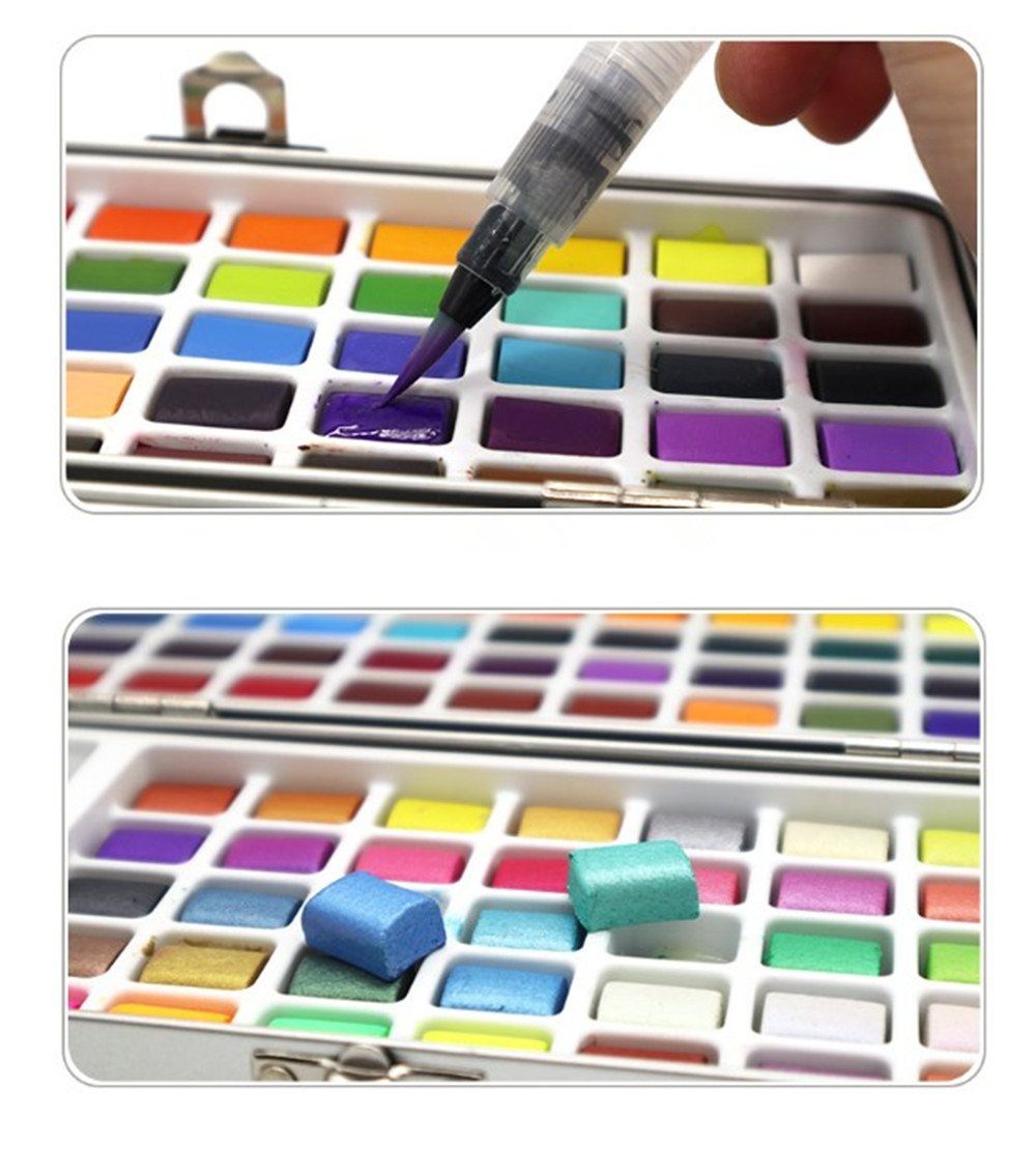 Malkasten Aquarell Lackmarker Farbe, für Watercolor Set Malen Pinsel,Wasserfarben Anfänger Inklusive Set,mit 50/72/90 Aquarellfarben - XDeer