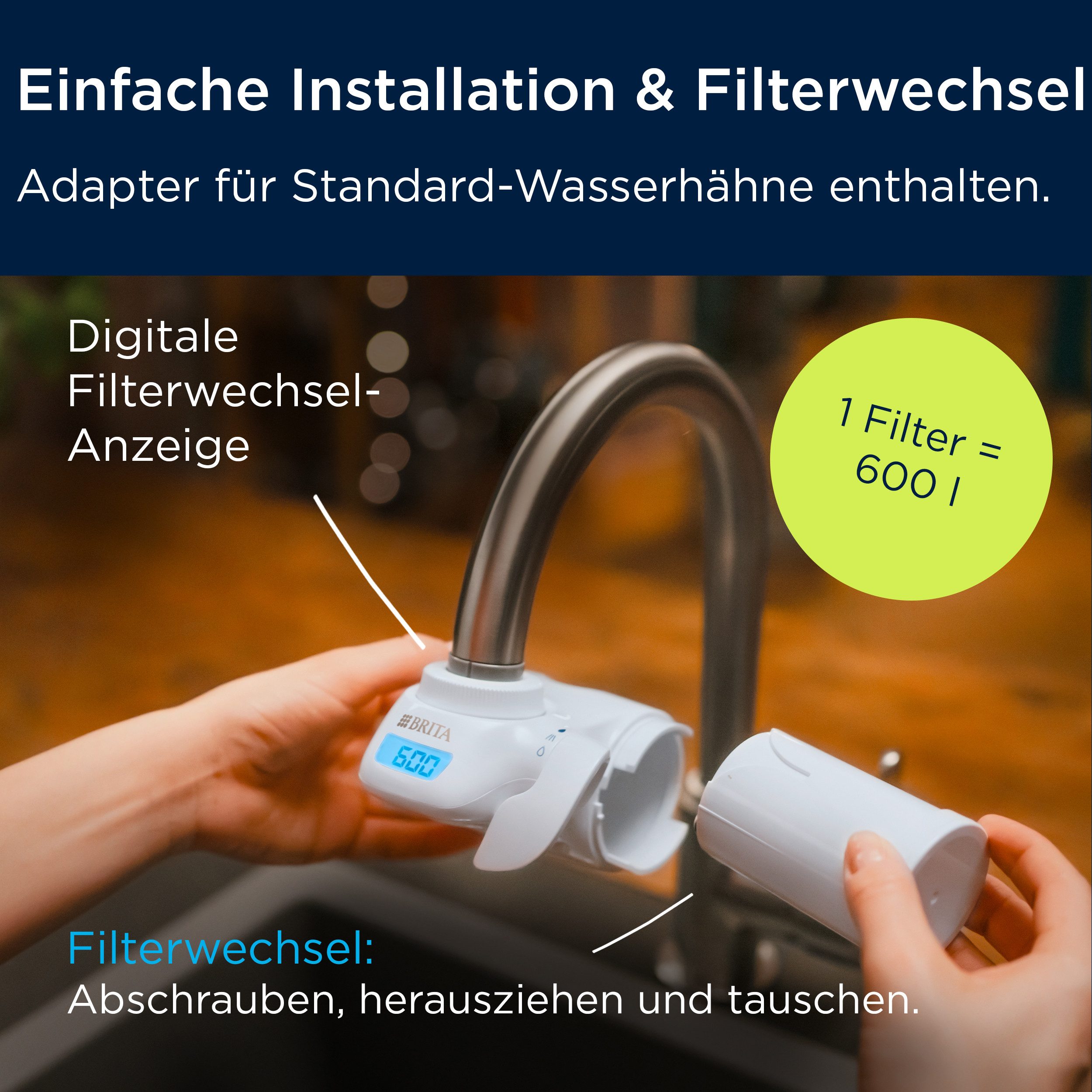 BRITA Wasserfilter ON TAP V-MF Wasserhahn-Filter für ON TAP & ON TAP Pro Systeme, Original Ersatzfilter reduziert 99,999 % Bakterien, PFAS, Chlor & mehr – Bild 4 von 5