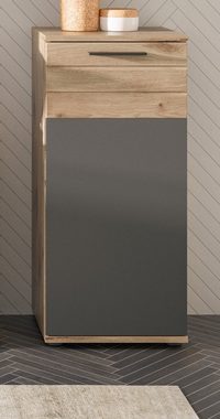 Unterschrank Mason (Kommode in grau und Nox Eiche, BxH 37 x 87 cm) Türanschlag wechselbar, mit Soft-Close