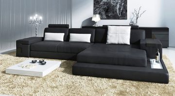 BULLHOFF Wohnlandschaft Wohnlandschaft Leder XXL Designsofa Eckcouch U-Form LED Leder Sofa Couch XL Ecksofa grau schwarz »HAMBURG III« von BULLHOFF, made in Europe, das "ORIGINAL"