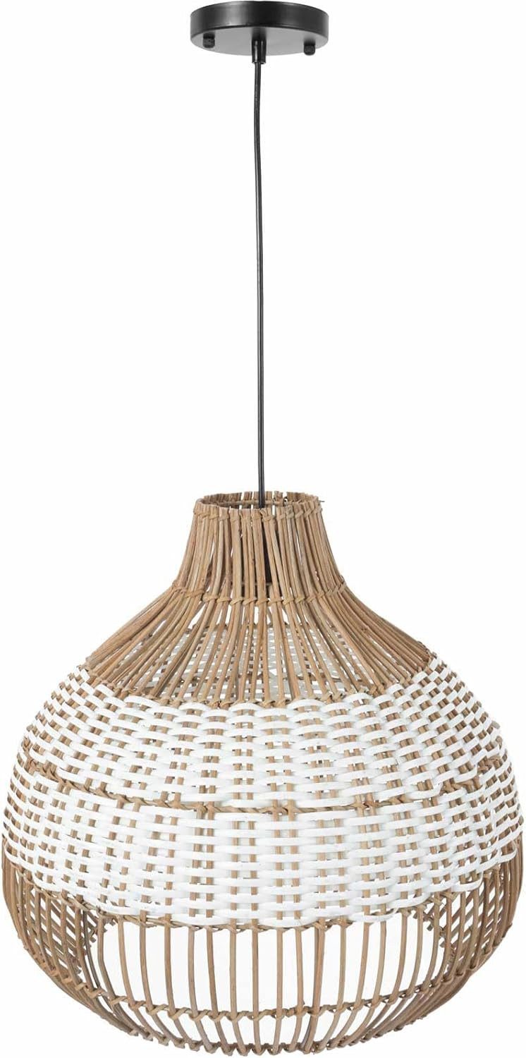 VIVANNO Hängeleuchte Rattan MEZZORA Rund - Beige Geflochten, ohne Leuchtmit günstig online kaufen