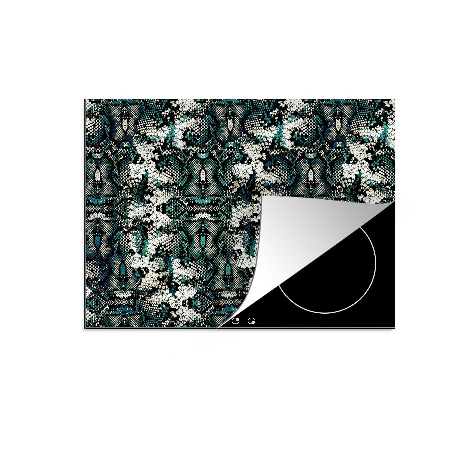 MuchoWow Herdblende-/Abdeckplatte Tiermuster - Schuppen - Abstrakt, Vinyl, (1 tlg), 71x52 cm, Induktionskochfeld Schutz für die küche, Ceranfeldabdeckung