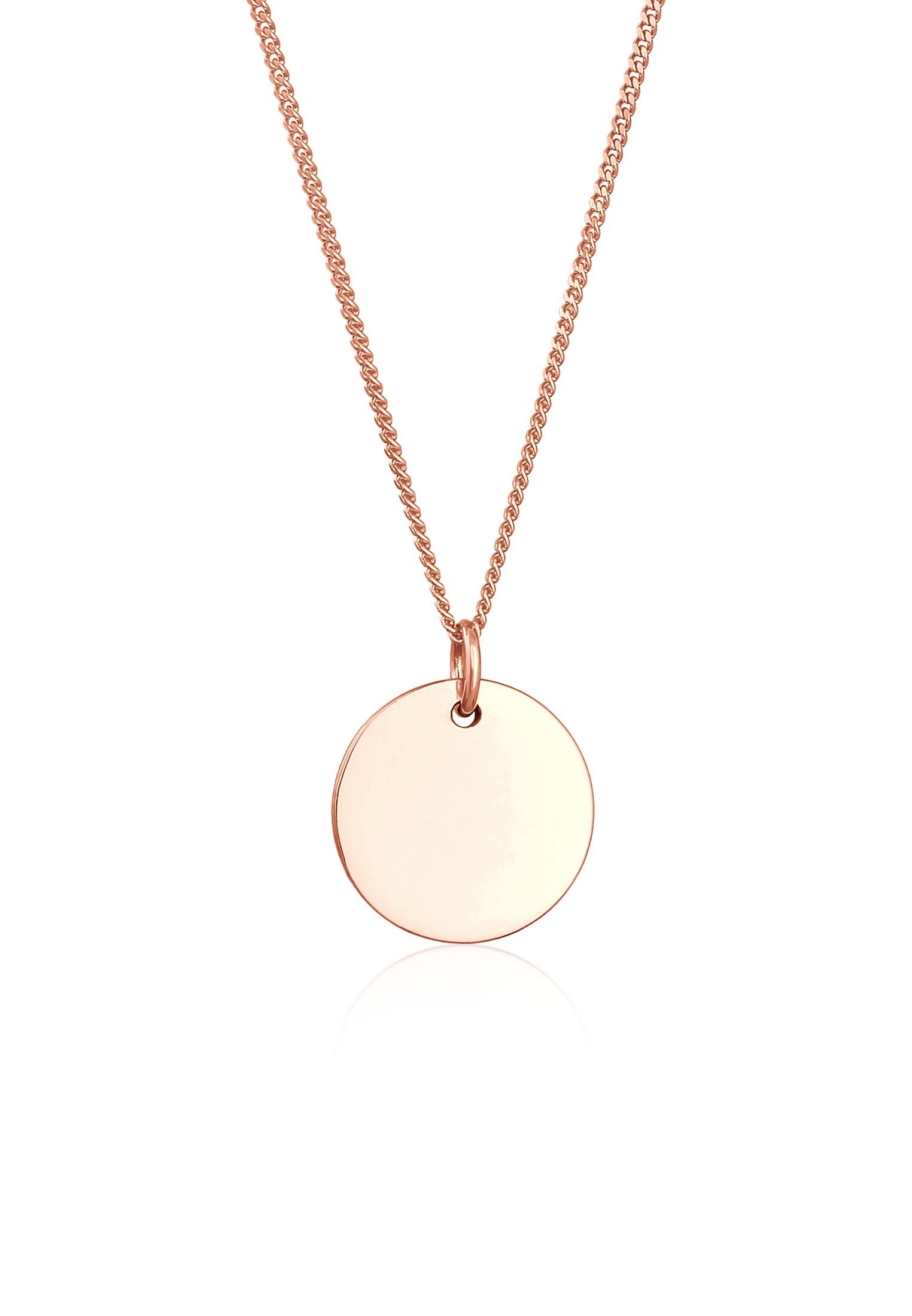 Elli 925 Basic Silber, Plättchen Panzerkette Geo Anhänger Kette mit Rosegold