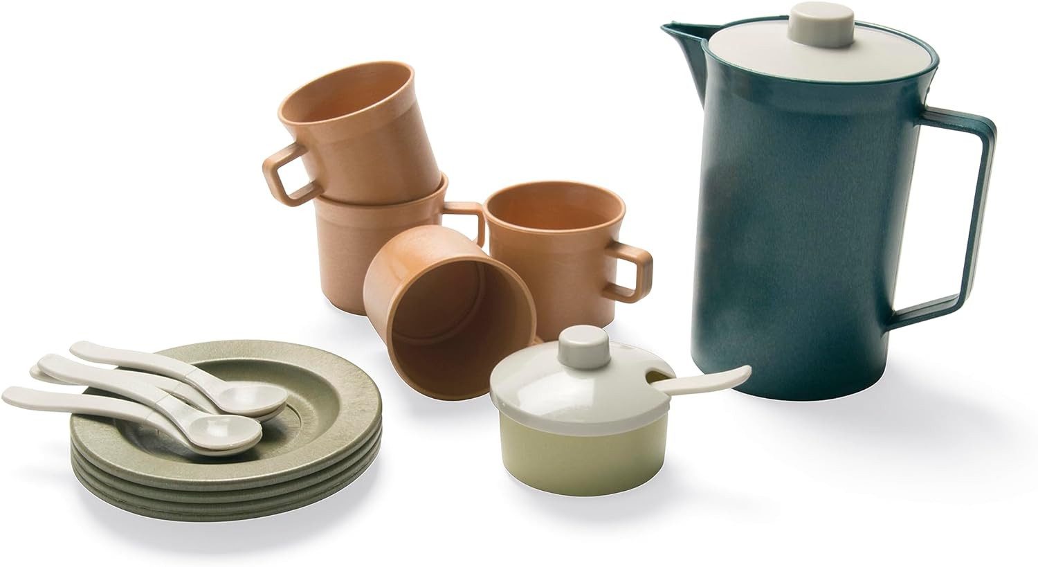 dantoy Spielküche Kaffeeservice aus nachhaltigem Zuckerrohr-Material – 17-teilig